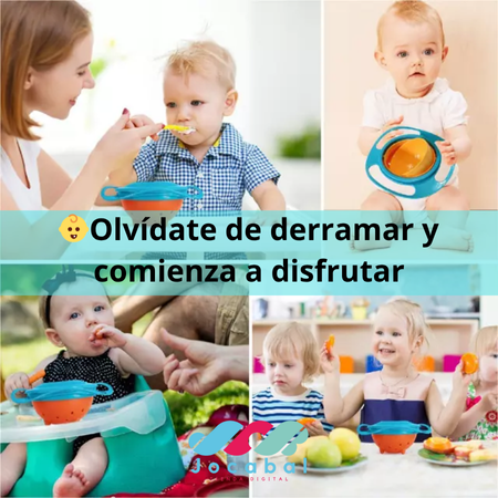 2x1 Plato Bowl Antiderrame / Evita limpiar constantemente durante la comida de tu bebe
