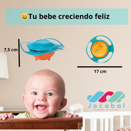 2x1 Plato Bowl Antiderrame / Evita limpiar constantemente durante la comida de tu bebe