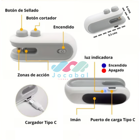 Mini Sellador de bolsas Recargable - USB / Ahorra dinero y no pierdas mas comida